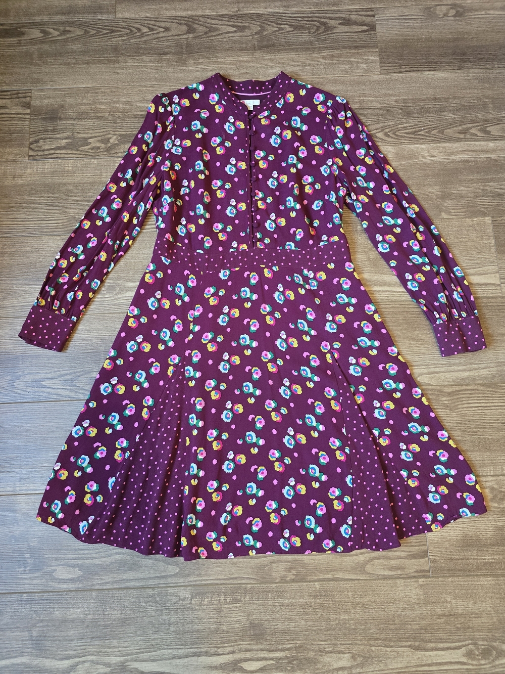 Boden Dress Women 10L Floral Christina Ruby Ring Billowy Peony Midi Retro Preppy